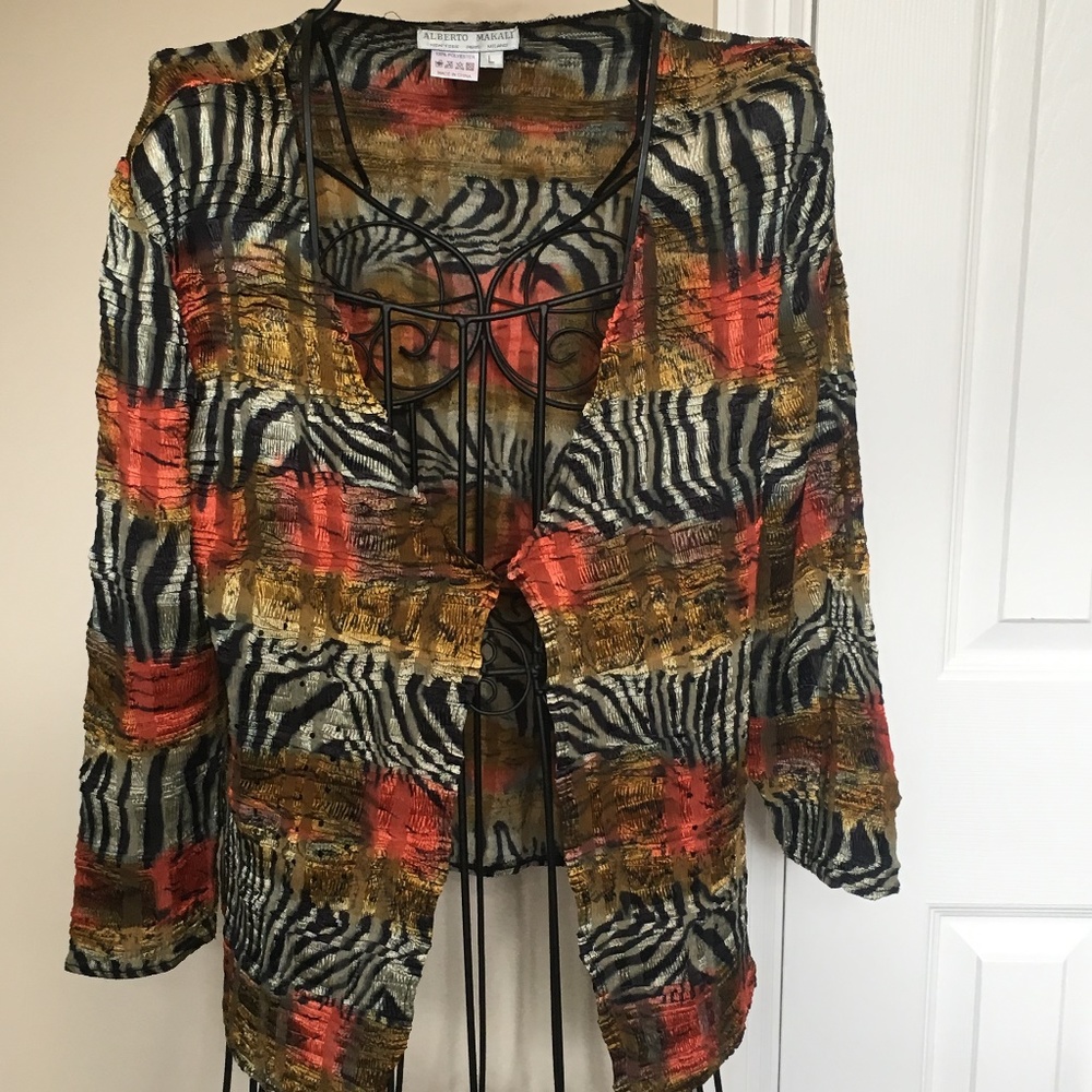 ALBERTO MAKALI JACKET SZ LARGE WOMEN ZEBRA STRIPE